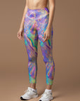 Colorful holographic abstract wavy water ripples leggings