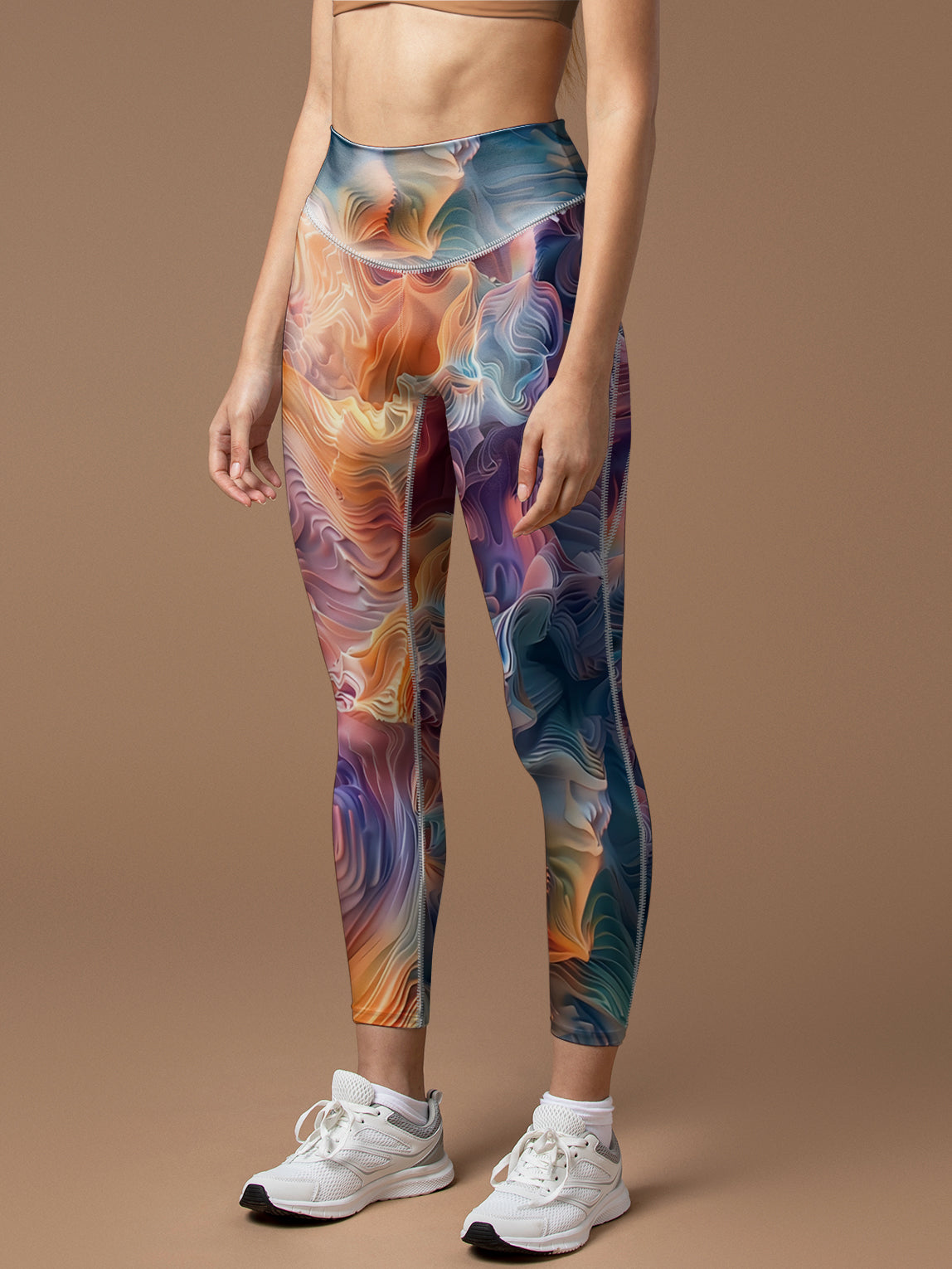 Abstract flowing lines bright colors leggings