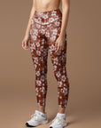 Hawaiian hibiscus brown leggings