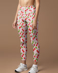 Fruit cherry pink white grid legging