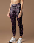 Imitate knitted lace flower crimson leggings