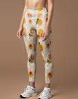 Flower chrysanthemum hand-painted leggings