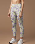 Watercolor spring flowers crocus snowdrops leggings