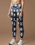 Flower hand painted hibiscus dark leggings