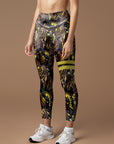 Gilt water ripple black brown marble print leggings