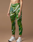 Tie dye green swirl water ripple leggings