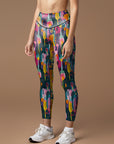 Colorful and playful abstract forest illustration leggings