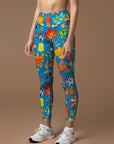 Flowers exotic colorful pattern leggings