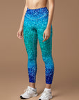 Blue light glitter gradient leggings