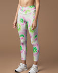 Colorful green pink tie dye seamless leggings