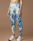 Colorful blue swirl tie dye leggings