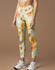 Flower yellow peonies watercolor leggings