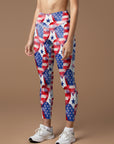 American flag hearts vector watercolor leggings