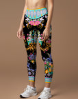 Retro flower metal decoration leggings