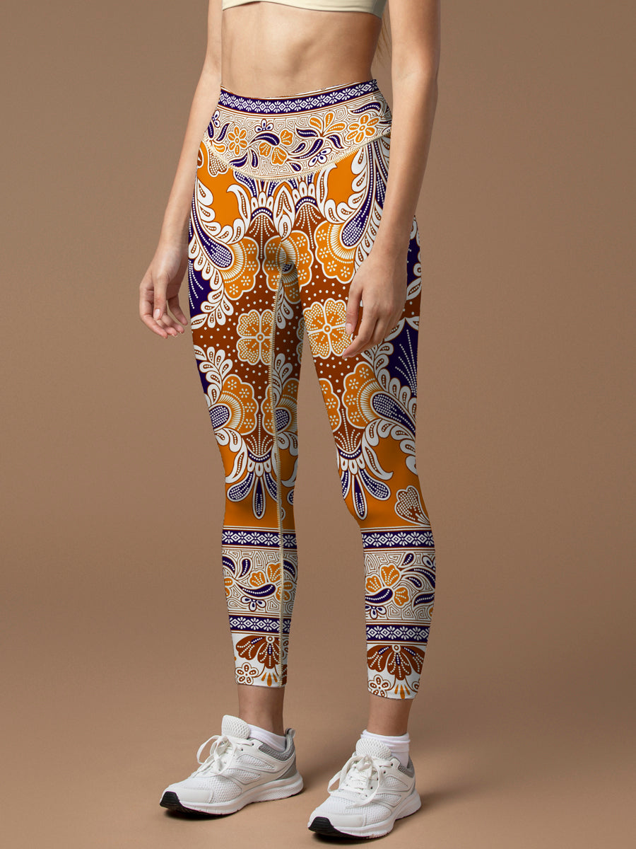 Abstract unique style geometrical border leggings