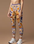 Abstract unique style geometrical border leggings