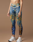 Amber blue arctic forest with flowers leggings