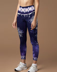 Botanical night flowers dark purple leggings