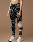 Christmas santa snowflake background leggings