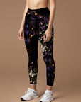 Colorful butterfly and moon bright watercolor galaxy ﻿leggings