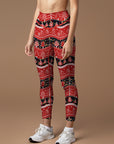 Christmas hand-drawn ethno pattern leggings