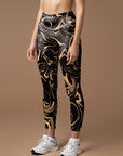 Abstract gold liquid fluid water ripples leggings