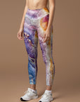 Colorful gradient marble gilt water ripple leggings