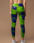 Abstract psychedelic green fluid water ripple leggings