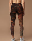 Botanical autumn maple leaves scattered leggings