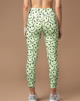 Funny smile dope faces seamless green leggings