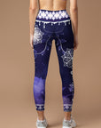 Botanical night flowers dark purple leggings