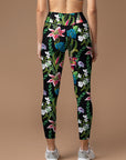 Flowers lilies and morning glory leggings