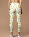 Flower yellow rose little fresh yoga leggings