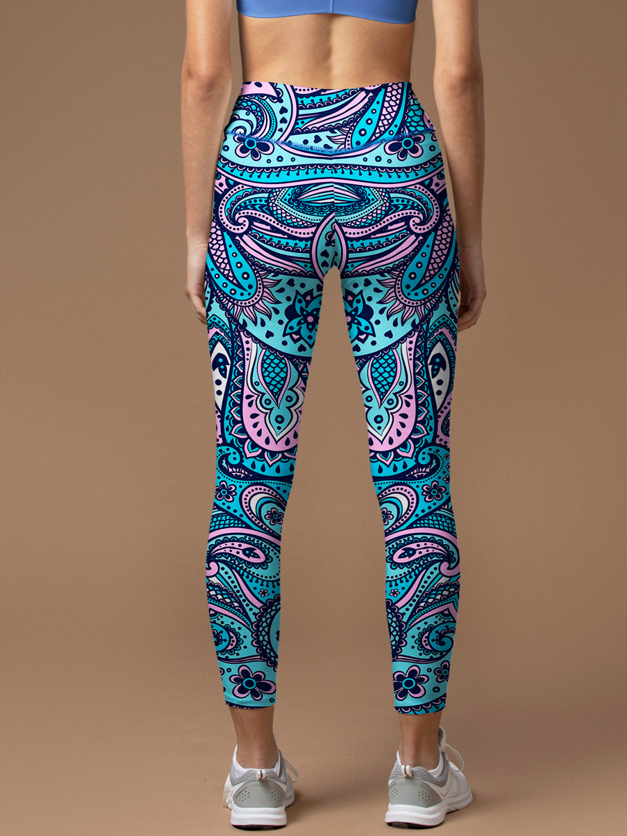 Mandala blue cute boho geometric leggings