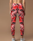 Flower red watercolor peony leggings