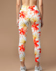 Flower orchid palm leaves watercolor leggings