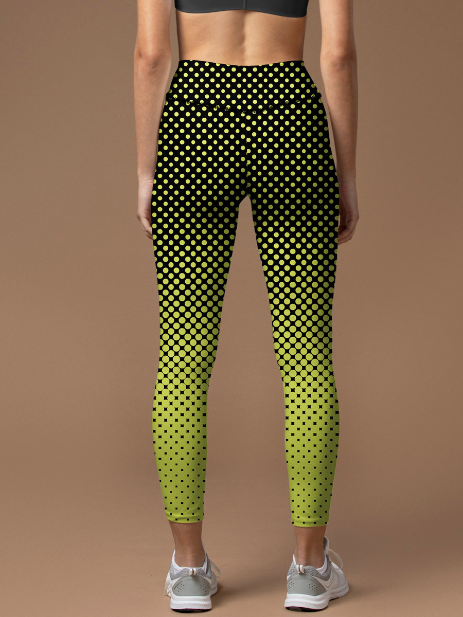 Yellow black two-color dot leggings