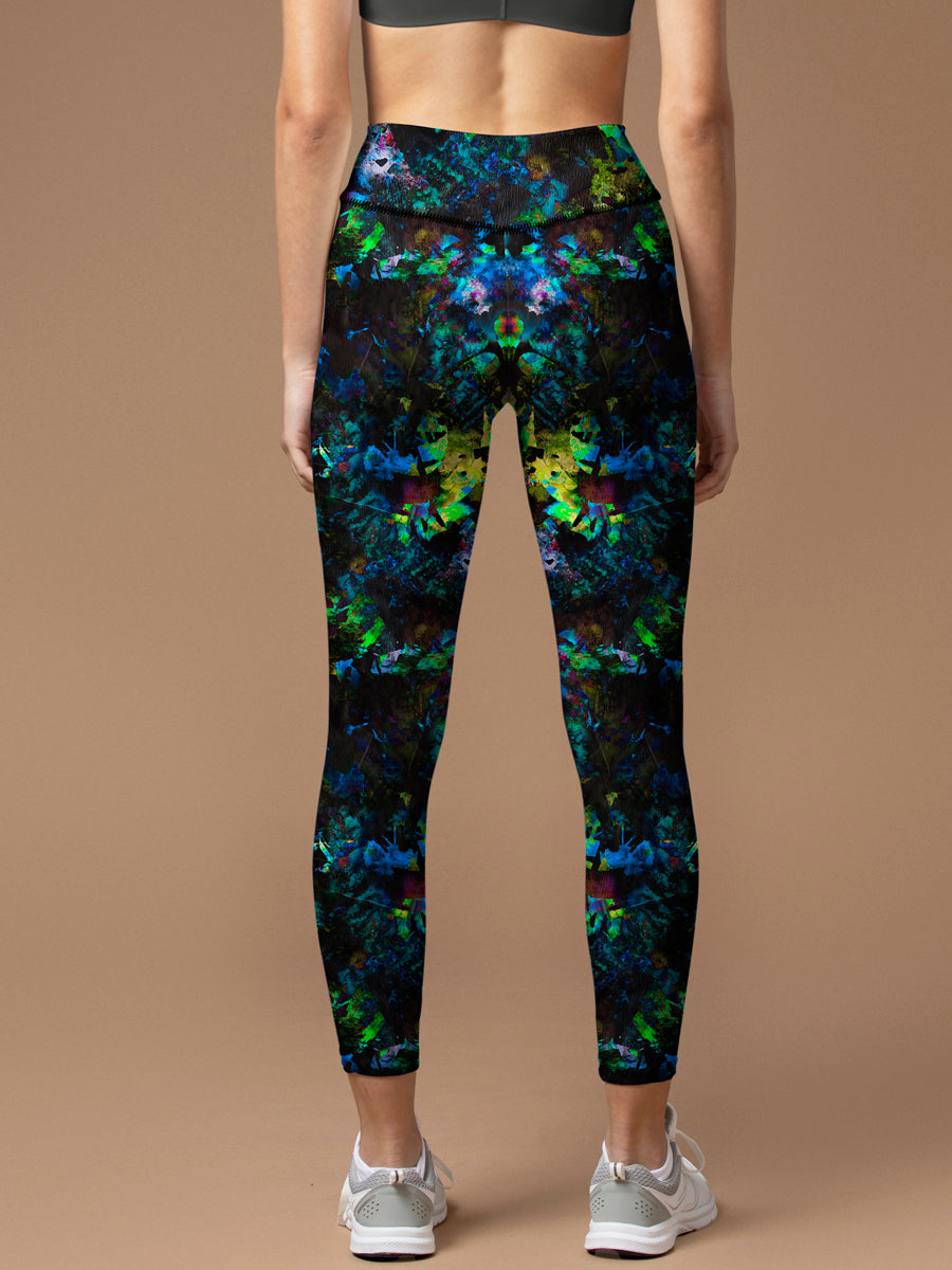 Fantasy colorful night flowers leggings