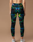 Fantasy colorful night flowers leggings