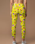 Cosmetic set perfume lipstick print yellow leggings