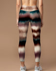 Dark faux striped tie dye pattern leggings