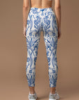 Flower blue lily of the valley rose tulip leaves print leggings