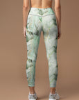 Gilt water ripple gold green marble print leggings