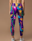 Tie dye still life with psychedelic colored water ripple leggings