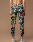 Flowers  hand drawn colorful wildflower leggings