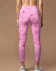 Love Flow in love abstract heart shape pink Leggings