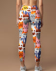 Animal siamese cat hand drawn doodle leggings