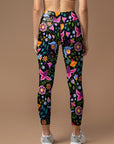 Flower exotic endive colorful dark leggings