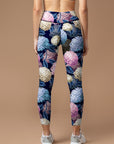 Flower multicolor hydrangeas dark leggings