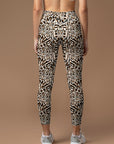 Animal zebra leopard patchwork brown leggings